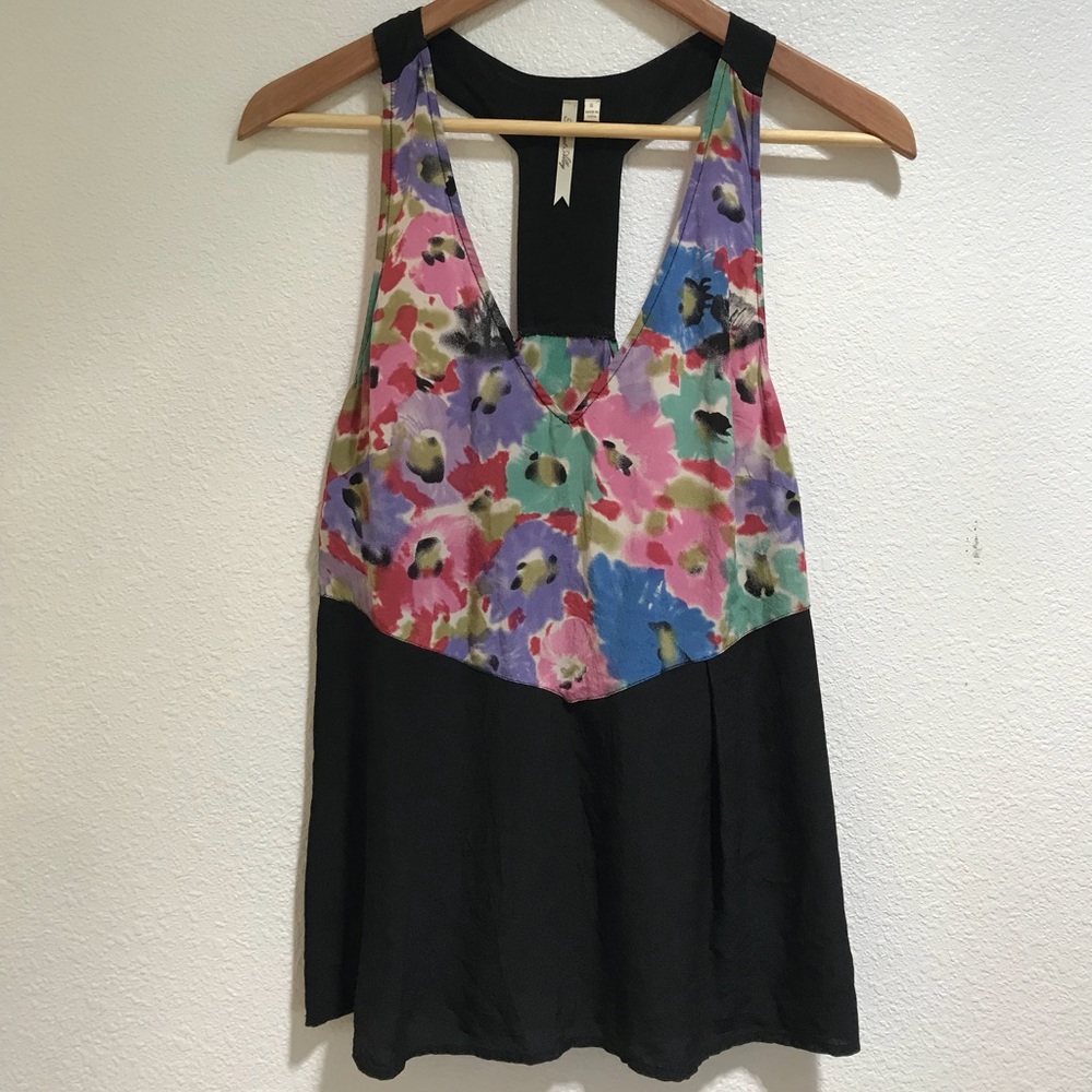 Racerback silk flowered top